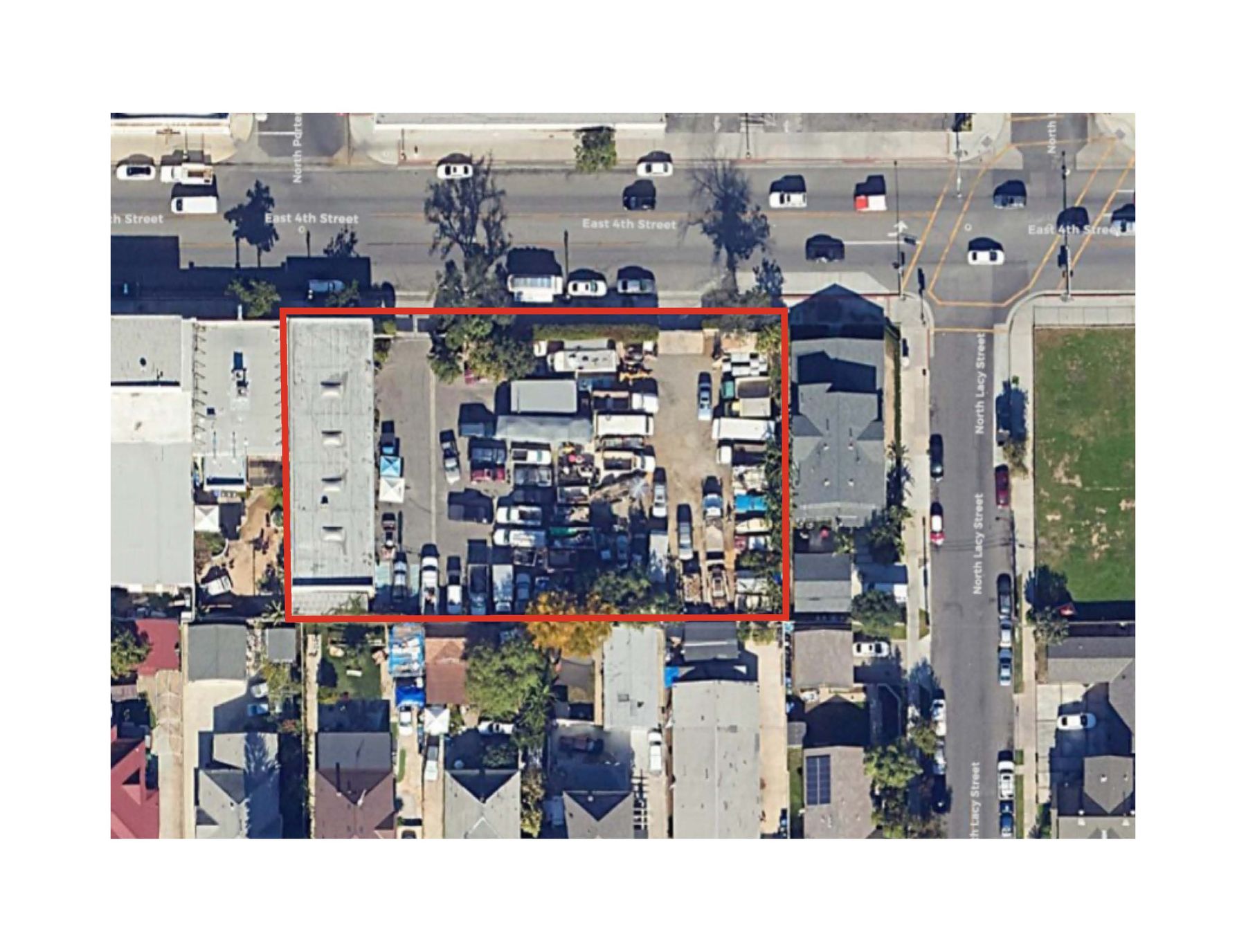 Aerial view with parcel boundary